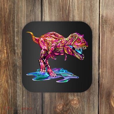 Wet Paint Colorful T-Rex Coaster