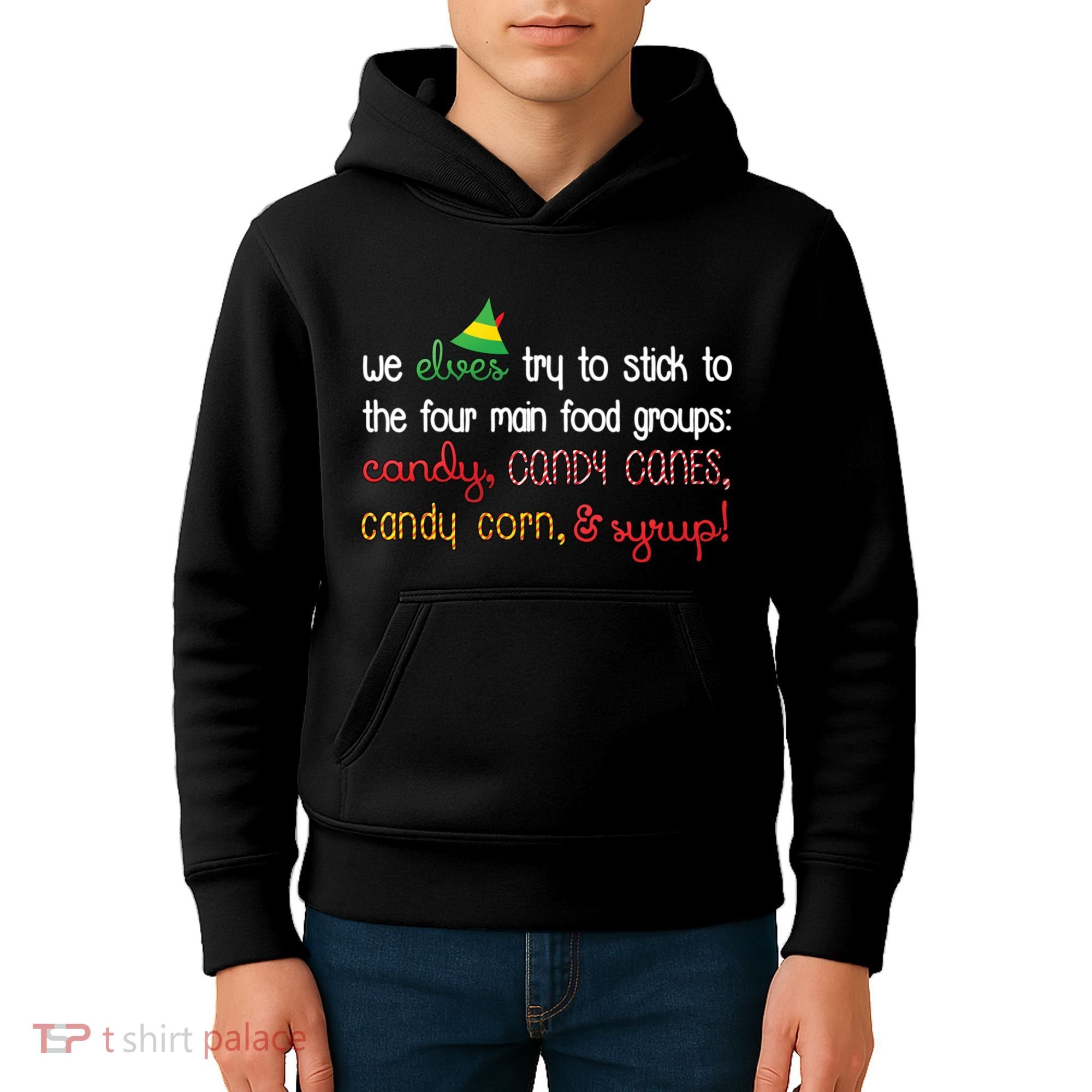 We Elves Try To Stick To Four Main Food Groups Kids Hoodie