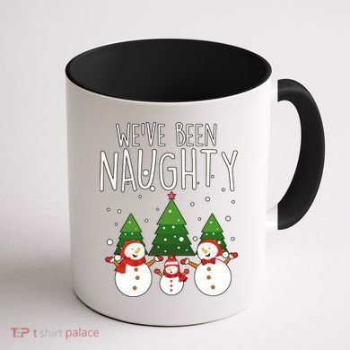 We've Been Naughty Christmas Snowman Coffee Mug back