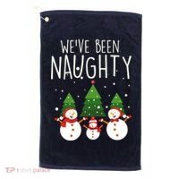 We've Been Naughty Christmas Snowman Golf Towel thumb 0