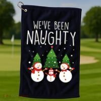We've Been Naughty Christmas Snowman Golf Towel thumb 1