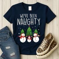 We've Been Naughty Christmas Snowman Women's T-Shirt thumb 3