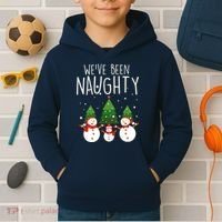 We've Been Naughty Christmas Snowman Kids Hoodie thumb 2