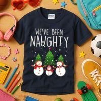 We've Been Naughty Christmas Snowman Kids T-Shirt thumb 3