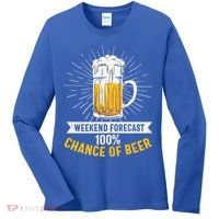 Weekend Forecast 100 Chance Of Beer Beer Gift Beer Lover Women's Long Sleeve Shirt thumb 0