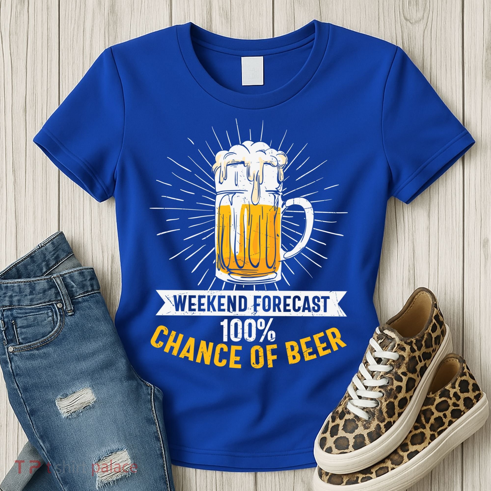 Weekend Forecast 100 Chance Of Beer Beer Gift Beer Lover Women's T-Shirt