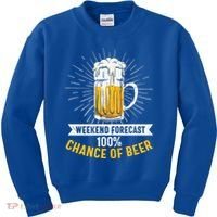 Weekend Forecast 100 Chance Of Beer Beer Gift Beer Lover Kids Sweatshirt thumb 0