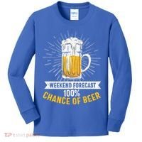 Weekend Forecast 100 Chance Of Beer Beer Gift Beer Lover Kids Long Sleeve Shirt thumb 0