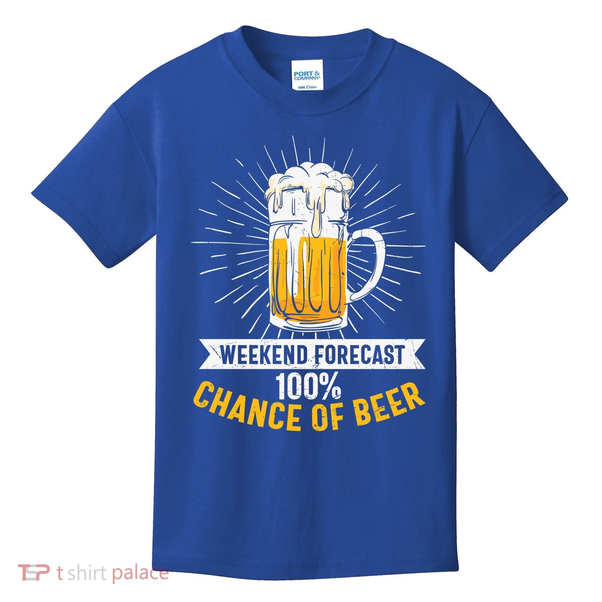 Weekend Forecast 100 Chance Of Beer Beer Gift Beer Lover Kids T-Shirt