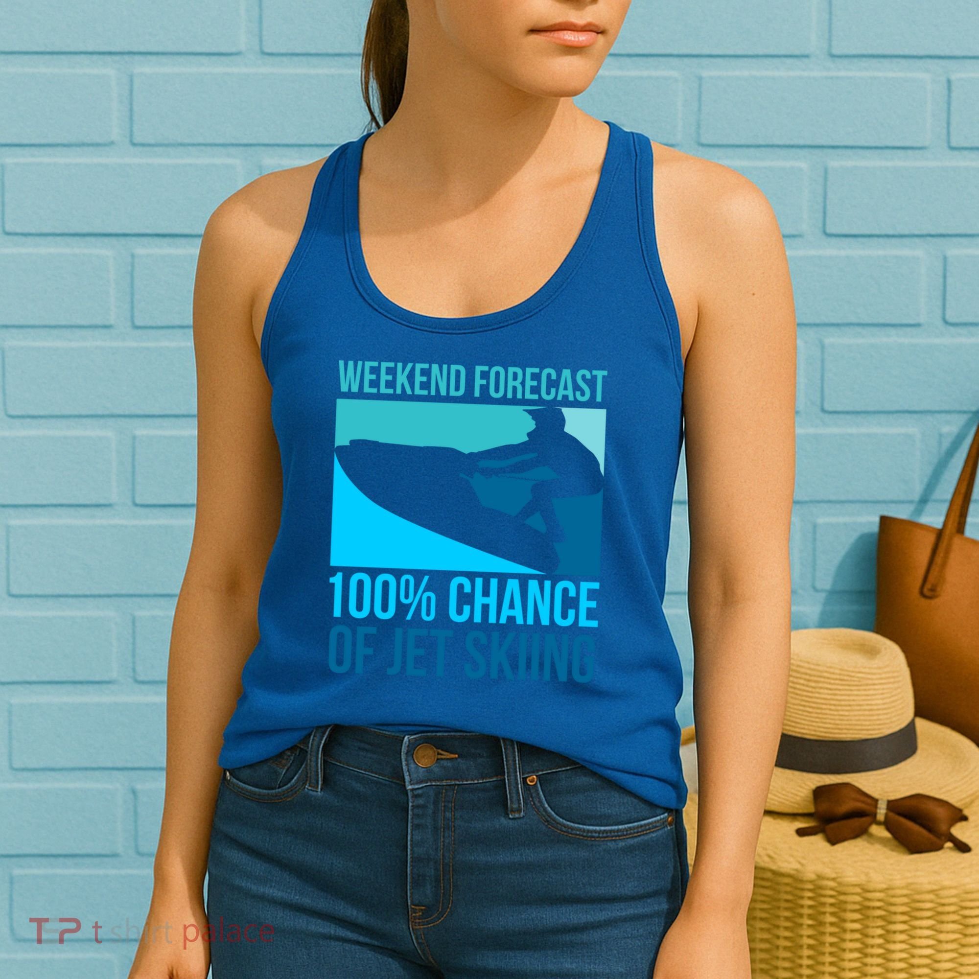 Weekend Forecast 100% Chance Of Jet Skiing Jet Ski Lovers Gift Women's Tank Top