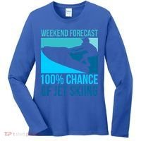 Weekend Forecast 100% Chance Of Jet Skiing Jet Ski Lovers Gift Women's Long Sleeve Shirt thumb 0
