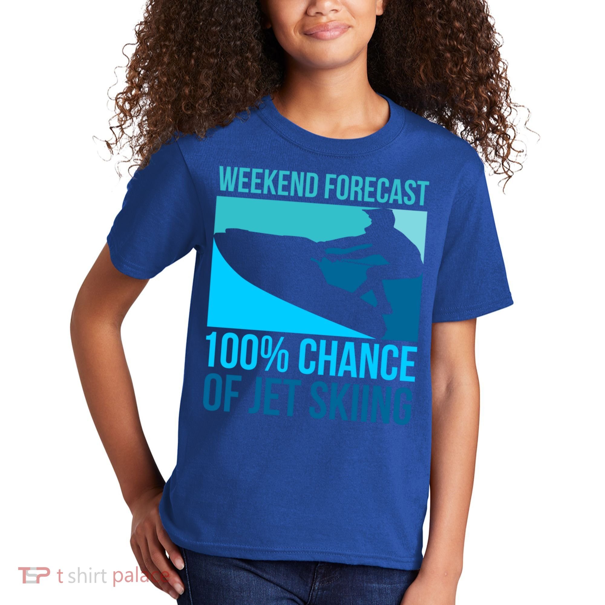 Weekend Forecast 100% Chance Of Jet Skiing Jet Ski Lovers Gift Kids T-Shirt