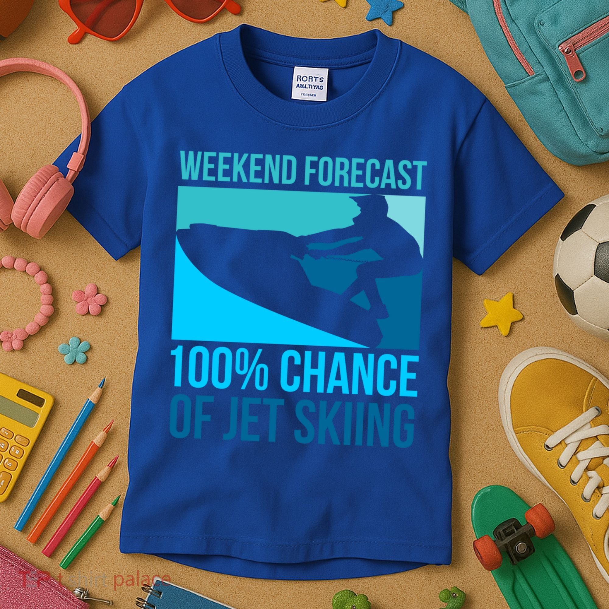 Weekend Forecast 100% Chance Of Jet Skiing Jet Ski Lovers Gift Kids T-Shirt