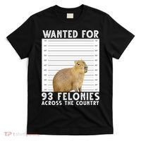Wanted For 93 Felonies Across The Country Capybara Mugshot T-Shirt thumb 0