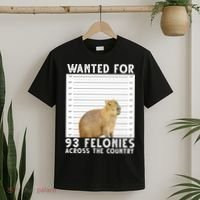 Wanted For 93 Felonies Across The Country Capybara Mugshot T-Shirt thumb 2