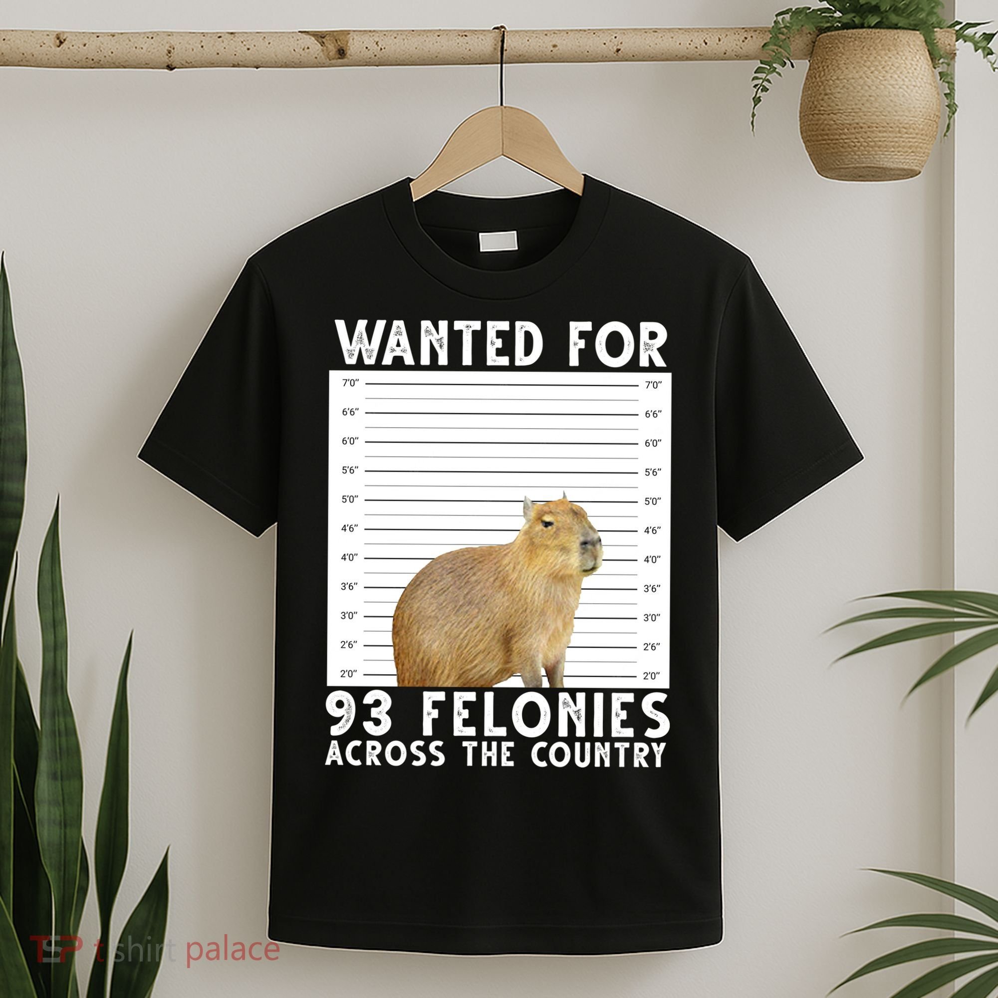 Wanted For 93 Felonies Across The Country Capybara Mugshot T-Shirt