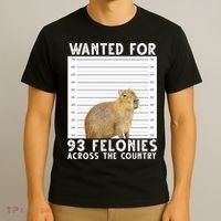 Wanted For 93 Felonies Across The Country Capybara Mugshot T-Shirt thumb 3