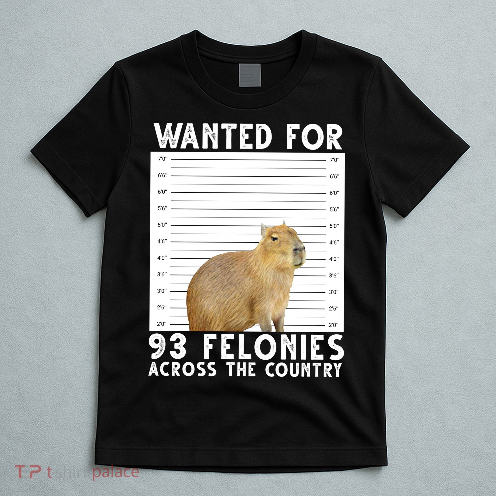Wanted For 93 Felonies Across The Country Capybara Mugshot T-Shirt