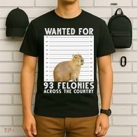Wanted For 93 Felonies Across The Country Capybara Mugshot T-Shirt thumb 6