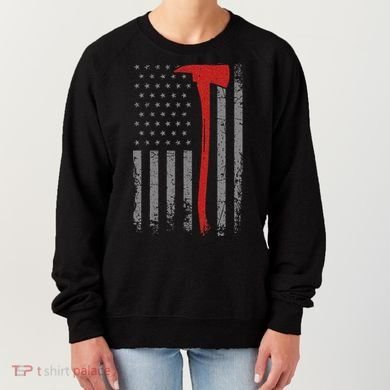 Wildland Firefighter Axe American Flag Thin Red Line Fireman Women's Sweatshirt