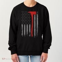 Wildland Firefighter Axe American Flag Thin Red Line Fireman Women's Sweatshirt thumb 0