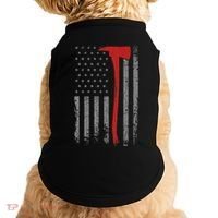 Wildland Firefighter Axe American Flag Thin Red Line Fireman Doggie Tank thumb 0