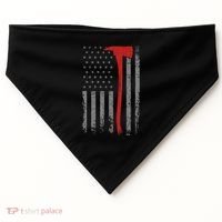 Wildland Firefighter Axe American Flag Thin Red Line Fireman USA-Made Doggie Bandana thumb 0