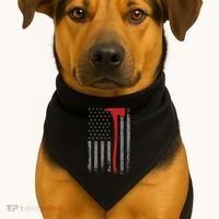 Wildland Firefighter Axe American Flag Thin Red Line Fireman USA-Made Doggie Bandana thumb 1