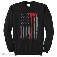 Wildland Firefighter Axe American Flag Thin Red Line Fireman Sweatshirt thumb 0