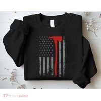 Wildland Firefighter Axe American Flag Thin Red Line Fireman Sweatshirt thumb 2