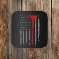 Wildland Firefighter Axe American Flag Thin Red Line Fireman Coaster thumb 0