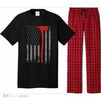 Wildland Firefighter Axe American Flag Thin Red Line Fireman Pajama Set thumb 0