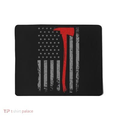 Wildland Firefighter Axe American Flag Thin Red Line Fireman Mousepad