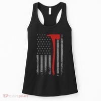 Wildland Firefighter Axe American Flag Thin Red Line Fireman Women's Tank Top thumb 0