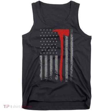 Wildland Firefighter Axe American Flag Thin Red Line Fireman Tank Top
