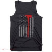 Wildland Firefighter Axe American Flag Thin Red Line Fireman Tank Top thumb 0