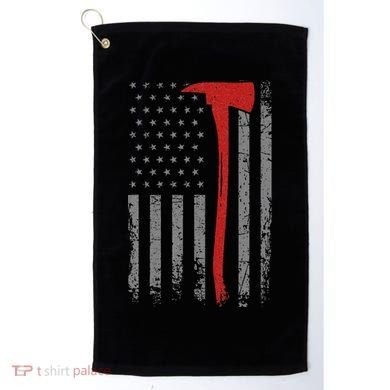 Wildland Firefighter Axe American Flag Thin Red Line Fireman Golf Towel