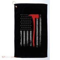 Wildland Firefighter Axe American Flag Thin Red Line Fireman Golf Towel thumb 0