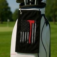 Wildland Firefighter Axe American Flag Thin Red Line Fireman Golf Towel thumb 2