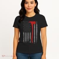 Wildland Firefighter Axe American Flag Thin Red Line Fireman Women's T-Shirt thumb 4