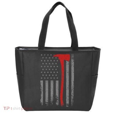 Wildland Firefighter Axe American Flag Thin Red Line Fireman Tote Bag