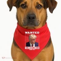 Wanted For A Second Term Trump 2024 Mugshot USA-Made Doggie Bandana thumb 1