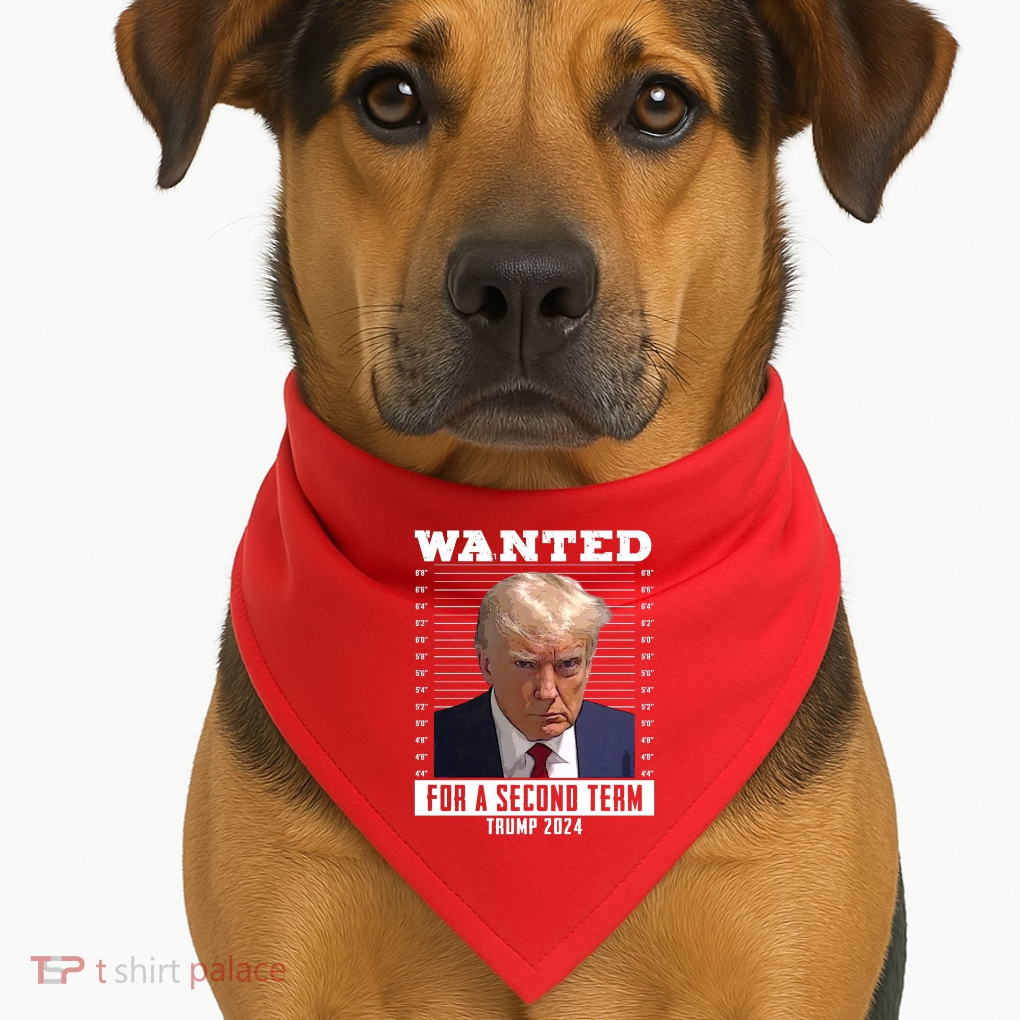 Wanted For A Second Term Trump 2024 Mugshot USA-Made Doggie Bandana