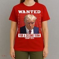 Wanted For A Second Term Trump 2024 Mugshot T-Shirt thumb 4