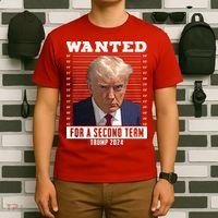 Wanted For A Second Term Trump 2024 Mugshot T-Shirt thumb 6