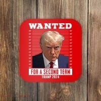 Wanted For A Second Term Trump 2024 Mugshot Coaster thumb 0