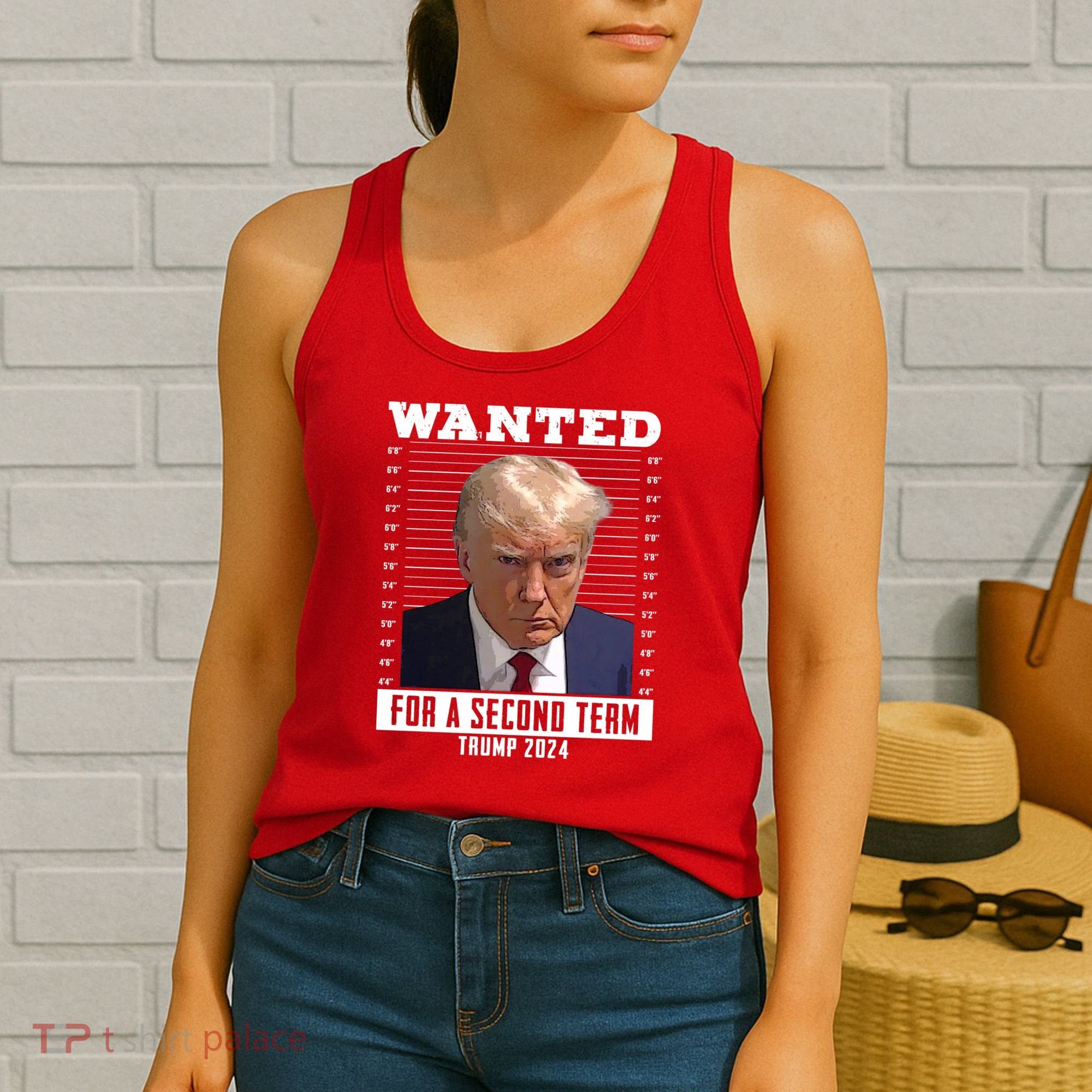 Wanted For A Second Term Trump 2024 Mugshot Women's Tank Top
