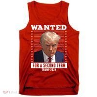 Wanted For A Second Term Trump 2024 Mugshot Tank Top thumb 0