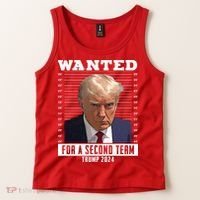 Wanted For A Second Term Trump 2024 Mugshot Tank Top thumb 2