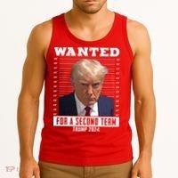 Wanted For A Second Term Trump 2024 Mugshot Tank Top thumb 3